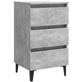 Nočný stolík s kovovými nohami betónovo sivý 40 × 35 × 69 cm (805913)