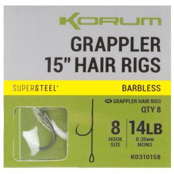 Korum náväzec grappler 15” hair rigs barbless 38 cm - veľkosť háčika 8 priemer 0,30 mm nosnosť 14 lb