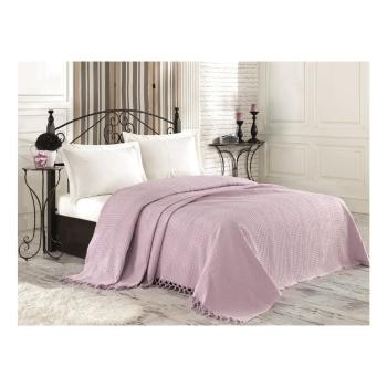 Svetlofialový bavlnený pléd cez posteľ na dvojlôžko Tarry, 220 × 240 cm