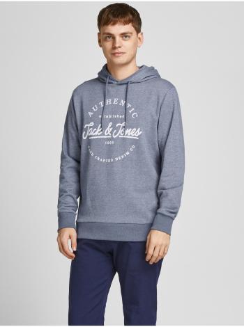 Mikiny s kapucou pre mužov Jack & Jones - svetlomodrá