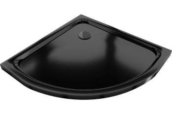 MEXEN/S - Flat sprchová vanička štvrťkruhová slim 80 x 80 cm, černá + čierny sifón 41708080B