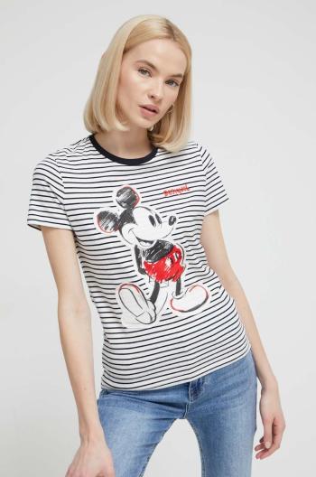 Tričko Desigual x Disney dámske, biela farba, 24SWTK77