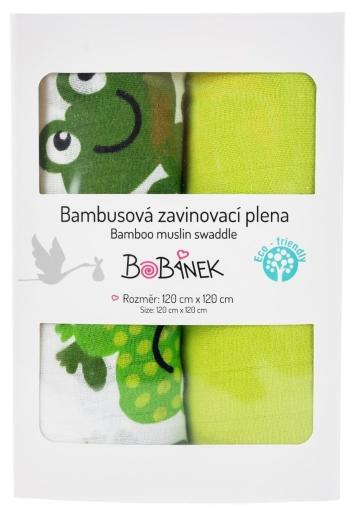 BOBÁNEK Bambusové zavinovacie plienky Duo Pack - Veselé žabky 2 ks