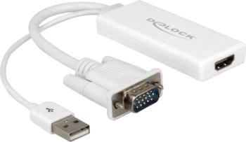 Delock 62460 VGA / USB / HDMI adaptér [1x VGA zástrčka, USB 2.0 zástrčka A - 1x HDMI zásuvka] biela  25.00 cm