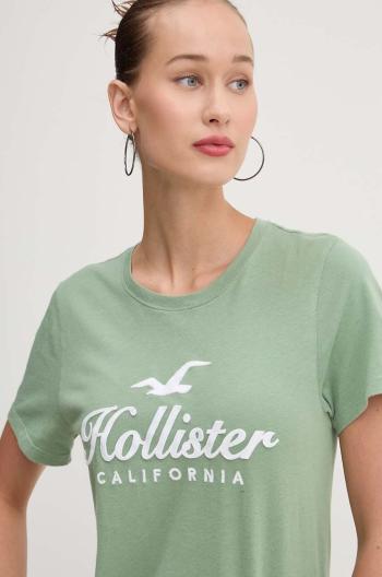 Bavlnené tričko Hollister Co. dámske, zelená farba, KI357-3284