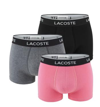 LACOSTE - boxerky Lacoste iconic ultra comfortable stretch cotton gray & pink- limitovaná edícia-XXL (108 - 117 cm)