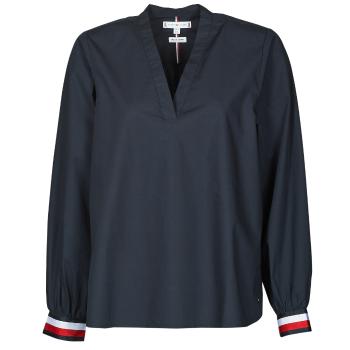 Tommy Hilfiger  ORG CO V-NK CUFF STP BLOUSE LS  Blúzka Modrá