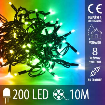 Vianočná led svetelná reťaz vonkajšia - na spájanie + programator - 200led - 10m Multicolour