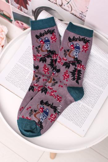 Tyrkysovo-sivé ponožky Love Bird Socks