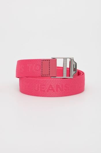 Opasok Tommy Jeans Ess Webbing Belt dámsky, ružová farba
