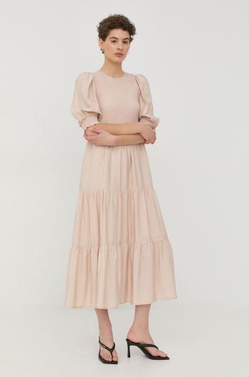 Bavlnené šaty Gestuz béžová farba, mini, áčkový strih