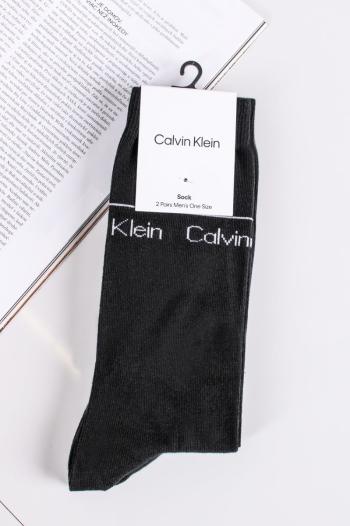 Pánske čierne ponožky CK Men Sock 2P Logo Stripe - dvojbalenie