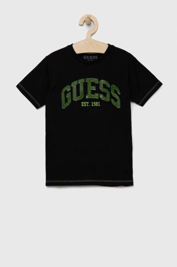 Detské tričko Guess čierna farba, melanžový