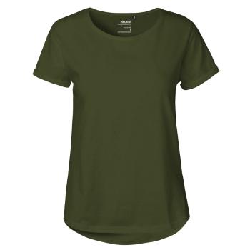 Neutral Dámske tričko s ohrnutými rukávmi z organickej Fairtrade bavlny - Military | M
