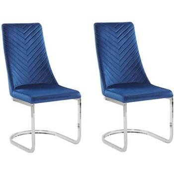 Sada 2 zamatových modrých jedálenských stoličiek ALTOONA, 251087 (beliani_251087)