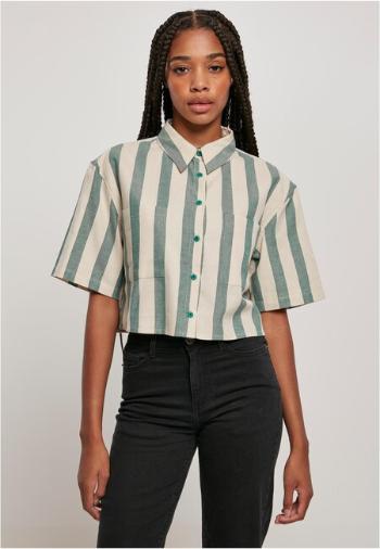 Urban Classics Ladies Short Oversized Stripe Shirt greenlancer/softseagrass - 4XL
