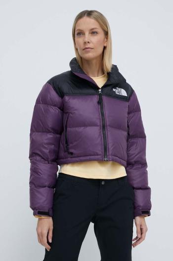 Páperová bunda The North Face NUPTSE SHORT JACKET dámska, fialová farba, zimná, NF0A5GGEV6V1