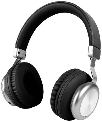 Monacor BAXX/SW Bluetooth, káblové  stereo slúchadlá s mikrofónom cez uši regulácia hlasitosti čierna, strieborná