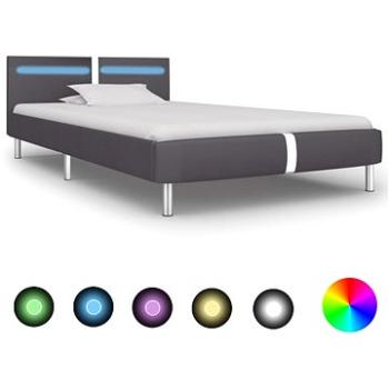 Rám postele s LED sivý umelá koža 90 × 200 cm (280856)