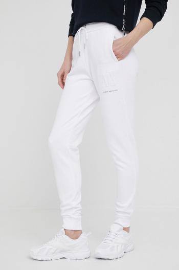 Nohavice Armani Exchange dámske, biela farba, jednofarebné