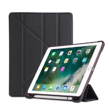 LEATHER Zaklápací obal Apple iPad 9.7 (2018 / 2017) / tablet Air (1 / 2) čierny