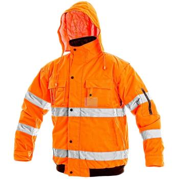 Canis Zimná reflexná bunda s odopínateľnými rukávmi LEEDS - Oranžová | M