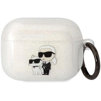 Karl Lagerfeld 3D Logo NFT Karl and Choupette TPU Glitter Puzdro na Airpods Pro White (KLAPHNKCTGT)