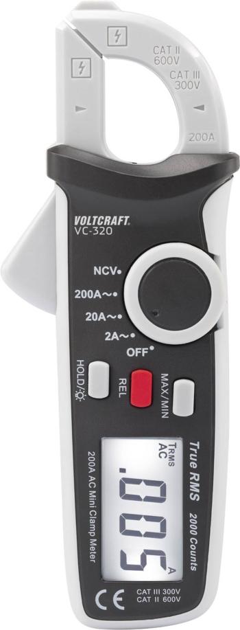 VOLTCRAFT VC-320 prúdové kliešte Kalibrované podľa (ISO) digitálne/y  CAT II 600 V, CAT III 300 V Displej (counts): 2000