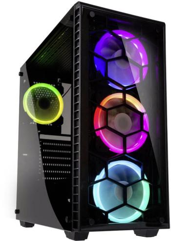 Kolink Observatory RGB midi tower PC skrinka čierna 4 predinštalované LED ventilátory, bočné okno, prachový filter, inšt