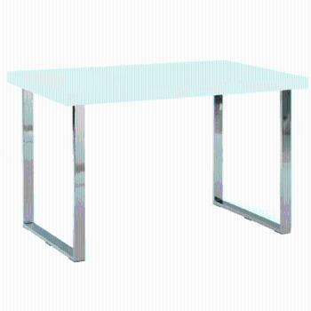 Jedálenský stôl, biela HG/chróm, TALOS, poškodený tovar