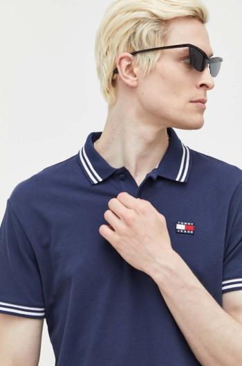 Bavlnené polo tričko Tommy Jeans tmavomodrá farba, vzorované