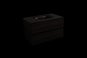 Kúpeľňová skrinka s umývadlom černá mat Naturel Verona 86x51,2x52,5 cm tmavé drevo VERONA86CMTD