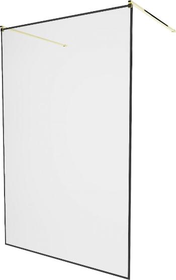 MEXEN/S - KIOTO samostatne stojaca sprchová zástena 110 x 200 cm, transparent/čierna vzor 8 mm, zlatá 800-110-002-50-70