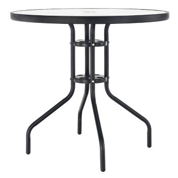 Jedálenský stôl, čierna oceľ/tvrdené sklo, BORGEN TYP 2, P2 poškodený tovar