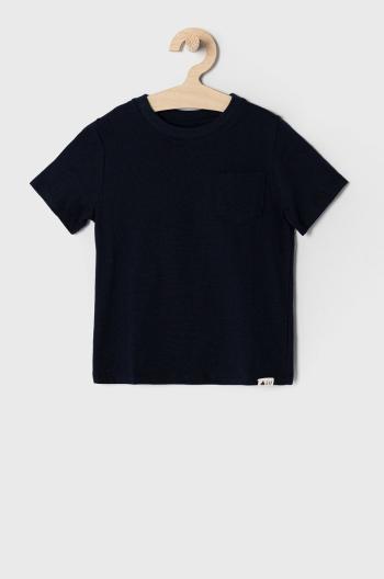 Detské bavlnené tričko GAP tmavomodrá farba, jednofarebné