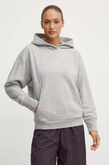 Mikina adidas All SZN dámska, šedá farba, s kapucňou, s nášivkou, IY6760