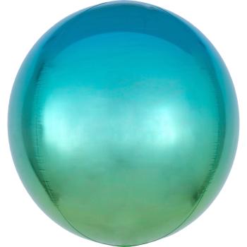 Amscan Ombré modro-zelený fóliový balón- guľa