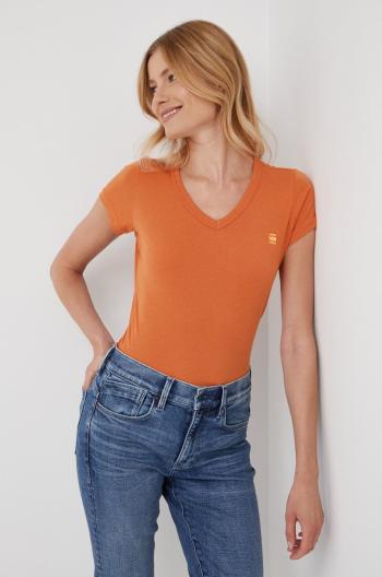 Bavlnené tričko G-Star Raw oranžová farba,