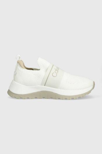 Tenisky Calvin Klein KNIT RUNNER SLIP ON biela farba, HW0HW01443