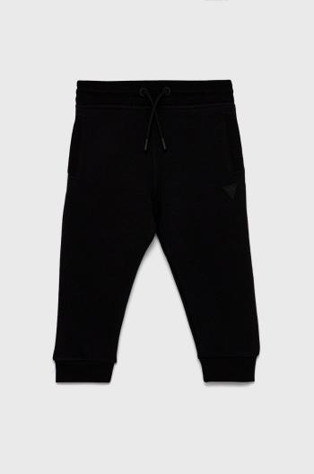Detské nohavice Guess čierna farba, melanžové