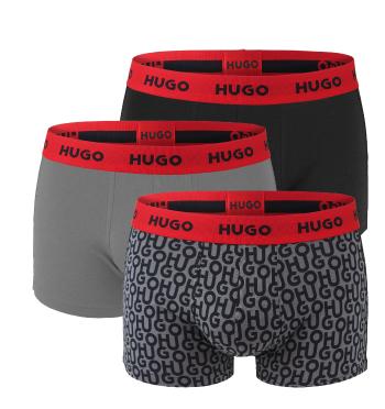 HUGO - boxerky 3PACK cotton stretch big logo gray & black combo - limitovaná fashion edícia (HUGO BOSS)-L (90-98 cm)