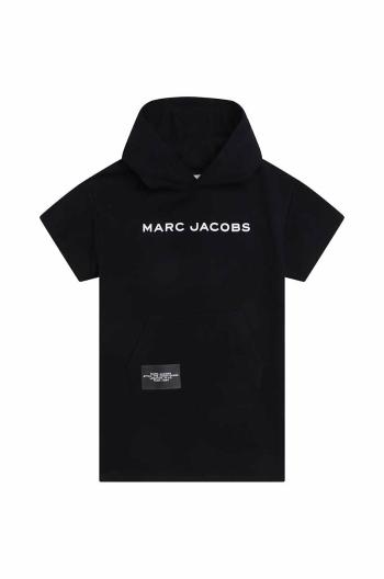 Dievčenské bavlnené šaty Marc Jacobs tmavomodrá farba, mini, rovný strih