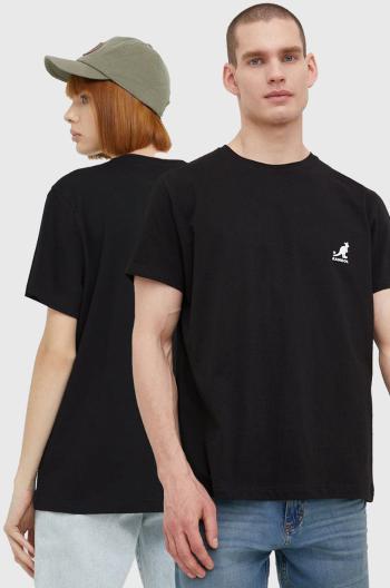 Bavlnené tričko Kangol čierna farba, s potlačou