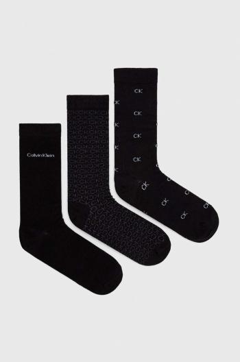 Ponožky Calvin Klein 3-pak pánske, čierna farba