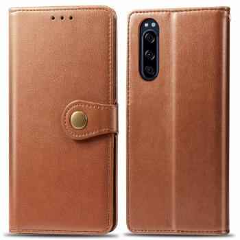 LEATHER BUCKLE Peňaženkový obal Sony Xperia 5 hnedý