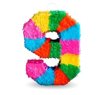 Piñata číslo " 9 " farebná - rozbitná, 50x35x7,5 cm - GoDan