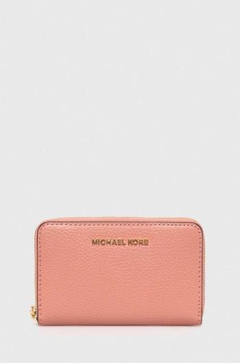 Kožená peňaženka MICHAEL Michael Kors dámska, ružová farba