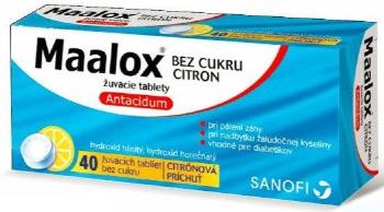 Maalox bez cukru s príchuťou citróna tbl.mnd. 40 x 400 mg/400 mg