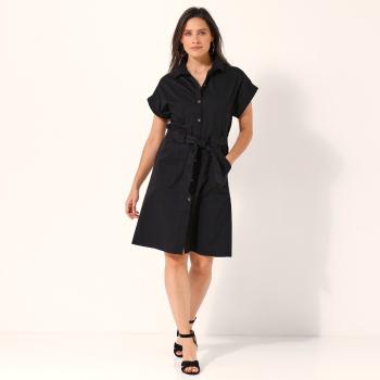 Blancheporte Košeľové jednofarebné šaty čierna 52
