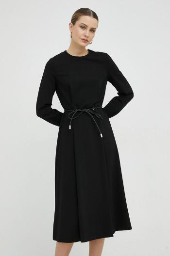 Šaty BOSS čierna farba, mini, áčkový strih